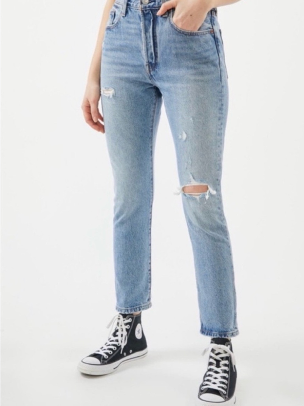 Levi's Light Blue Straight-Leg Distressed Jeans